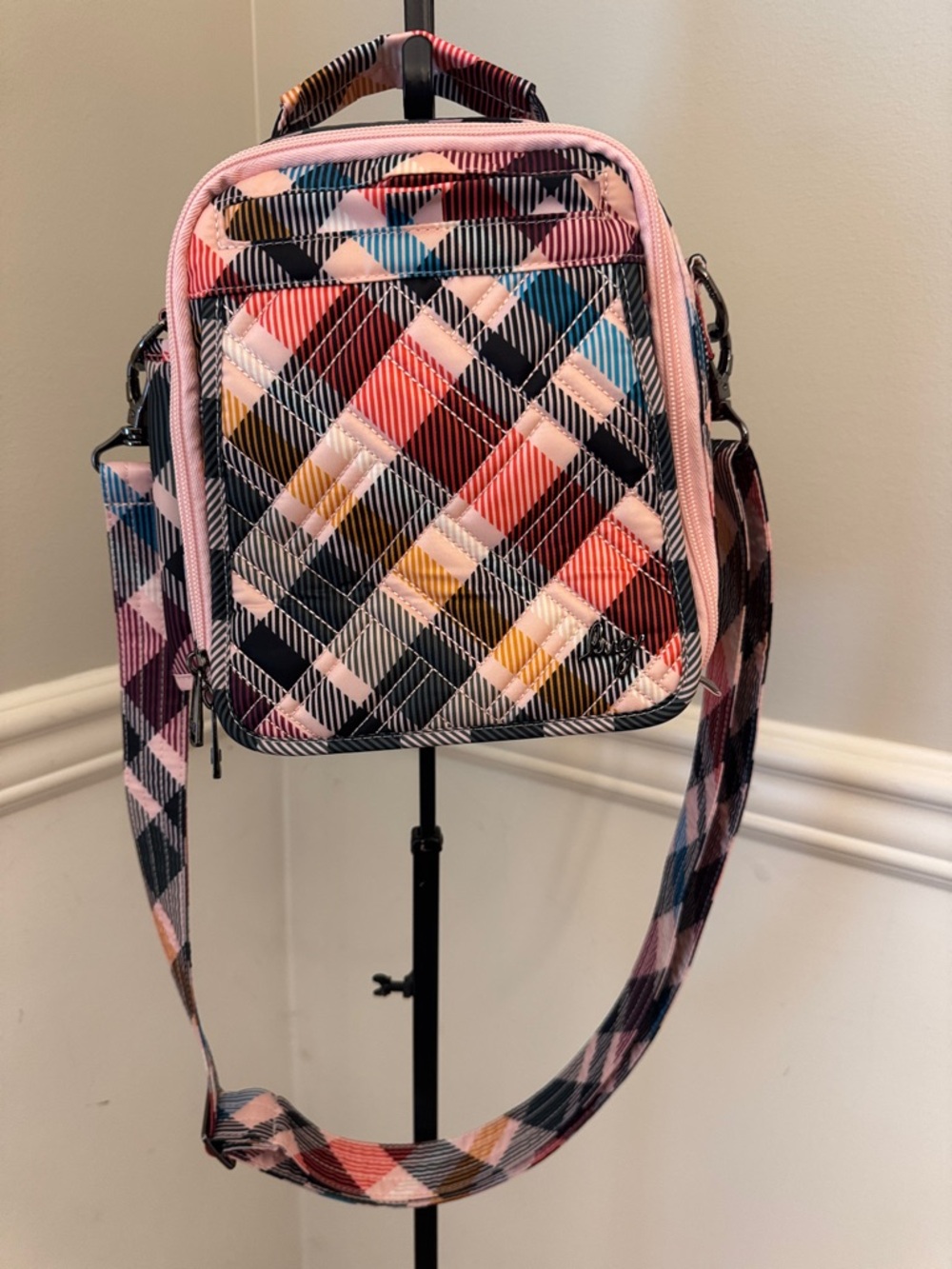 LUG Flapper SE rare PINK PLAID Crossbody Bag/shoulder/belt bag  -